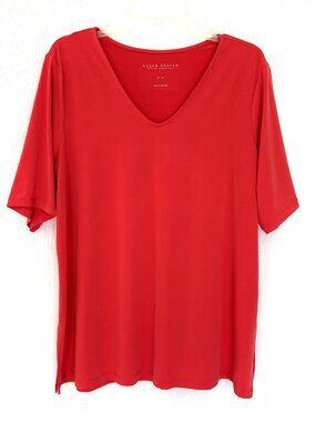 SUSAN GRAVER MODERN ESSENTIALS Coral Pop Liquid Knit Tunic Top